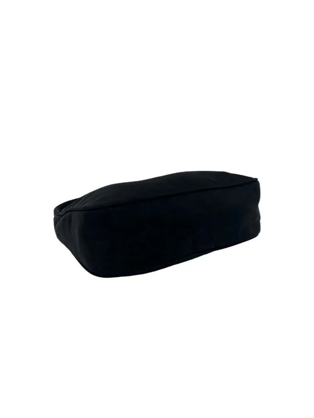 Prada Triangle Logo Plate Tessuto Nylon Mini Handbag Pouch Black